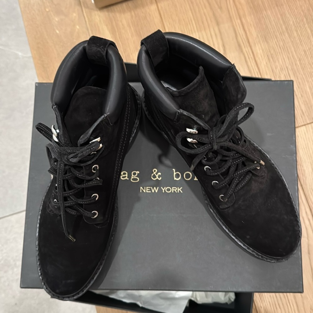 Rag & Bone New York black suede ankle boots. Size 38.5